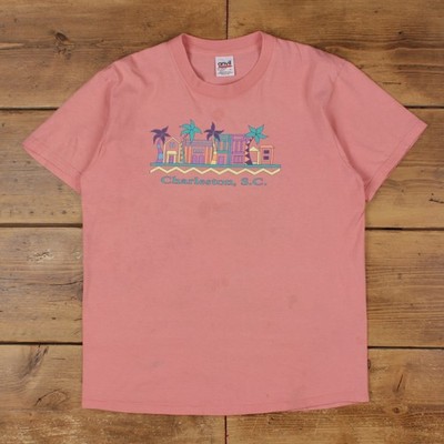 Vintage Amboss T-Shirt L Damen 90s Pink Charleston Sc Grafik USA Made Travel