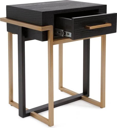 Evora Side Table in Matte Black and Gold – Modern Elegance - Picture 2 of 7