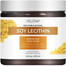 Pure Liquid Soy Lecithin by Velona - 16 Fl Oz | Food Grade | Unbleached