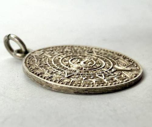 Aztec Calendar Engraved Pattern Mexico Taxco Sterling Silver Aztec Calendar Pendant | eBay