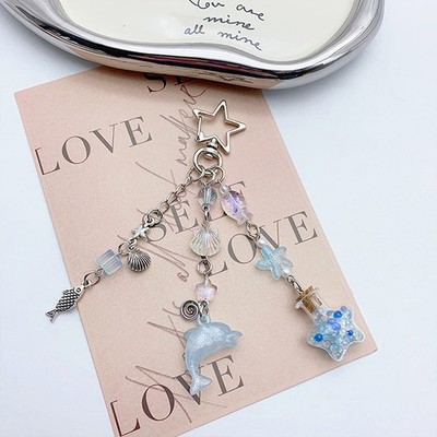 Y2k Aesthetic Keyring Marine Dolphin Wishing Bottle Pendant Keychain Bag Pendant