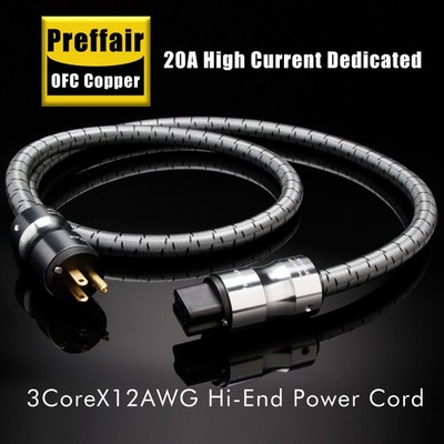 20A C19 Audio Power Cable Audiophile US EU Schuko Amplifier Power Cord