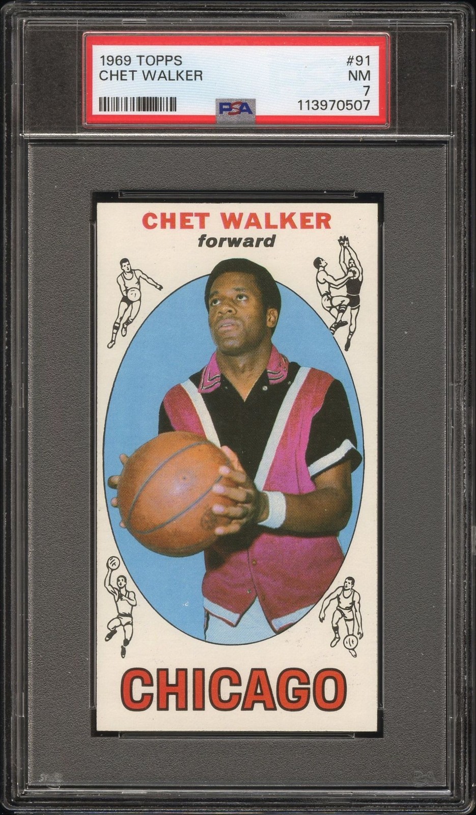1969 TOPPS BASKETBALL #91 CHET WALKER, PSA 7 NM (CHICAGO BULLS) ROOKIE CARD