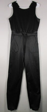 Unbranded Womens Round Neck Skinny Jumpsuit Sleeveless Pockets Size S Black