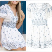RRP US$495 LOVESHACKFANCY Valente broderie-anglaise mini dress US6 M