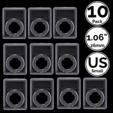 10 Pack 1.06 Inch 26 mm Ring Slab Coin Snap Holders For US Small Dollar