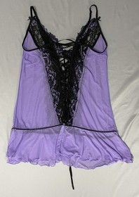 iCollection Lace Corset Back Babydoll Lingerie Flyaway Top Purple Mesh Plus 3X