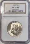 1948 Franklin SILVER Half Dollar 50C NGC MS65 FBL Full Bell Line Lines