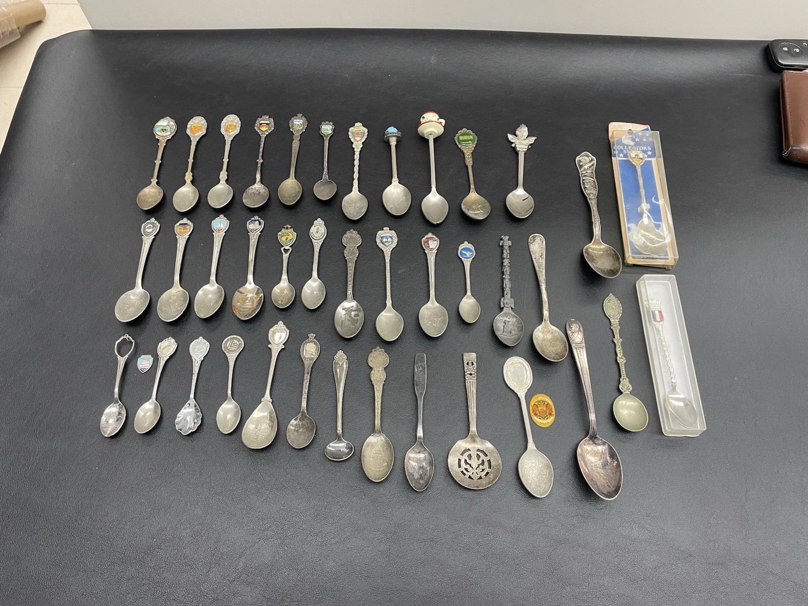Lot Of 39 Antique Souvenir Spoons, Collector spoon Lot, Silverware Flatware, VTG