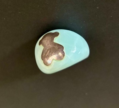 Tous 925 dome light green stone ring with teddy bear