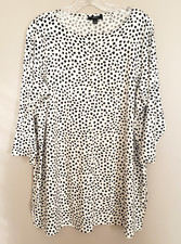 ALFANI White & Black Slinky Tunic Top Womens Plus 1X Stretch Casual Comfort