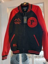 Polo Ralph Lauren Polo Active 4 Varsity Jacket Black/Red Fleece Zip L