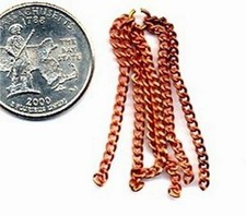 18 PIECES VINTAGE SIX CURB CHAIN AGED COPPER COATED STELL 1.5" TASSELS X213