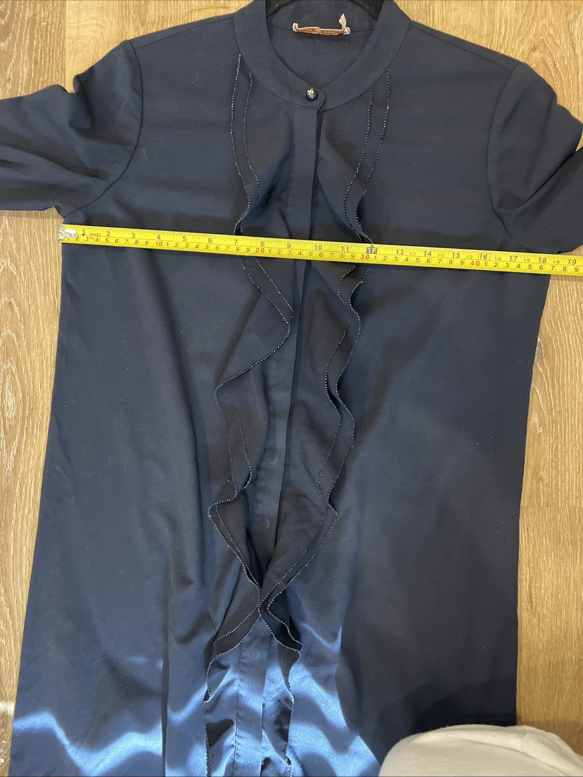 Abito Jane Tory Burch con volant davanti manica lunga blu navy taglia 2