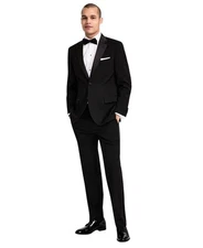 Nautica Mens Modern fit 2 Piece Tuxedo Suit 38 R / 32 Waist Black Stretch