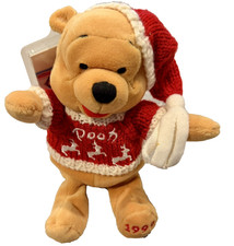 1999 Disney Store Winnie the Pooh Winter Sweater Mini Bean Bag 8" Plush w Tags