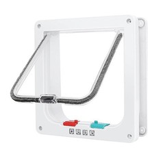 Cat Flap Door Puppy Kitten 4-Way Locking Indoor/Outdoor Pet Door