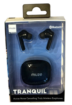 Truly Wireless Bluetooth Earphones, Active Noise Cancelling, Black Charging Case