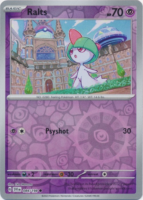 Reverse Holo Ralts - 084/198  Common Scarlet & Violet Base Set Pokemon TCG