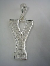 INITIAL LETTER Y PENDANT STERLING SILVER BEAUTIFUL DESIGN WITH DIAMOND CUTTING