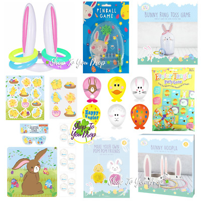 OSTERNSPIELE Bubbles Bingo Bunny Ring werfen Flipper Kinder Party Spiel Aktivität 