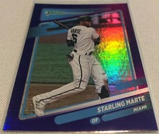 2021 Panini Donruss Baseball Starling Marte Miami Marlins Holo Purple #154