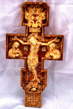 Cruz Madera Crucifijo Pared Madera Cristiana Vintage Tallada Cristo Santo...