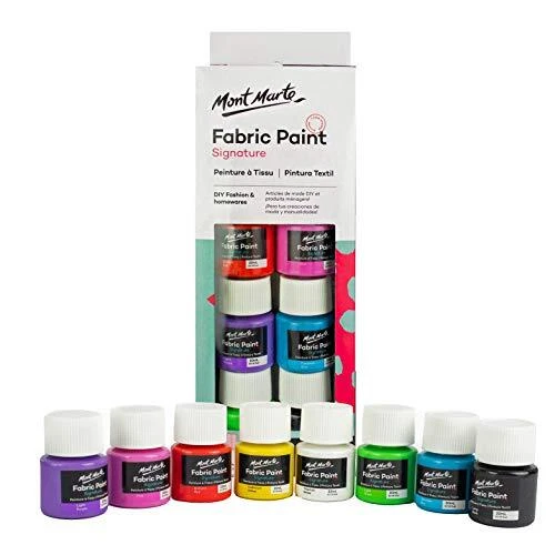 Permanent Fabric Paint Set 8 X 20ml Vivid Colours For Textile