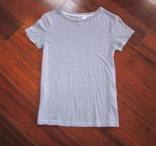 DIVIDED H&M ~ Size S ~ Black & White Striped Crew Neck S/S Pullover T-Shirt a75