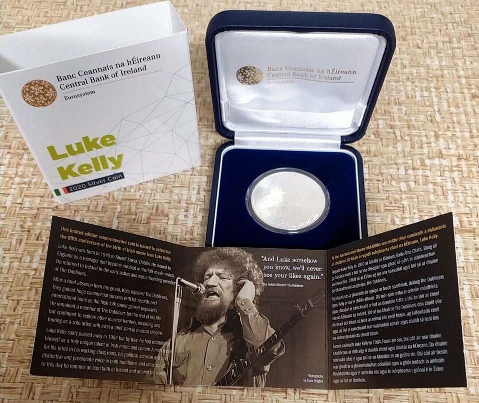 NUEVA moneda de plata Luke Kelly 2020 Irlanda 15 € como nueva FDC Foto 3 de 4