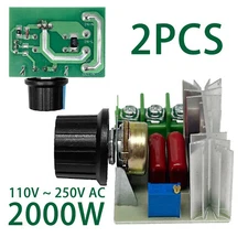 2PC 2KW AC110 220V SCR Motor Speed Controller Electric Volt Regulator Adjustable