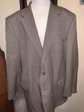 Jos. A. Bank 100 Wool Brown Herringbone Blazer Sport Jacket Size 46R GUC N