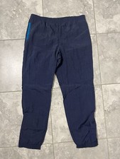 Adidas VTG Nylon Windbreaker Lined Jogger Track Pants Ankle Zip Navy Retro 90s L