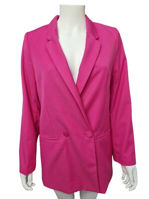 H&M Blazer Fuchsia Rosa Oversize Zweireiher Relaxed Kräftig Statement Gr. XS