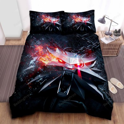 The Witcher 3 Wild Hunt Wolf Medallion Of Geralt Pic Quilt Duvet Cover Set Queen
