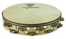 Double Row Headed Wooden Tambourine Bright Mixed Jingles