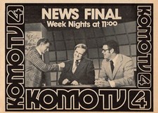 1974 KOMO SEATTLE TV NEWS AD BRUCE KING SPORTS, BILL BRUBAKE, RAY RAMSEY WEATHER