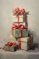 CHRISTMAS PRESENTS STRETCHED CANVAS PRINT WALL ART READY TO HANG CA36