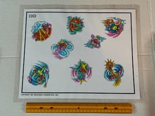 Vintage 1991 Spaulding  Rogers Tattoo Flash Sheet D Series 19D Planets