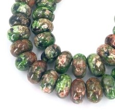 8x4 Forest Jasper Rondelle Beads Green with Desert Sand 40pc