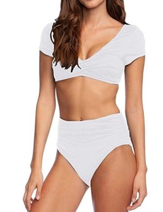 white high waisted bathing suit