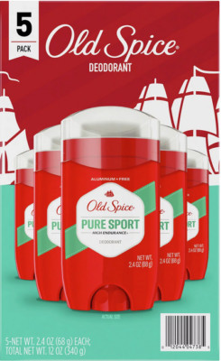 OLD SPICE 'Pure Sport' High Endurance Deodorant  5x 68 gr = 340 gr Original USA