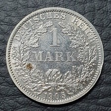1 Mark Piece 1905 A German Reich Imperial Eagle Old Empire Silver Coin