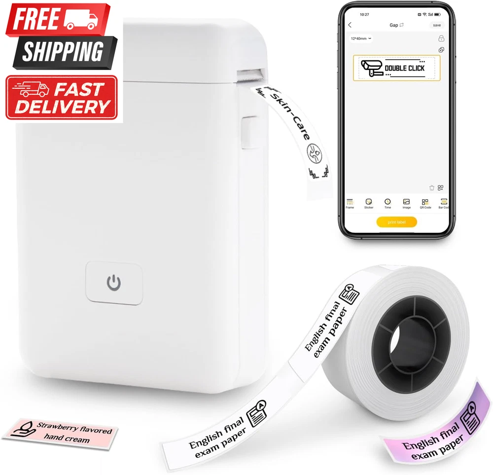 Portable Bluetooth Label Maker Machine with Tape for Home Office Storage Organization