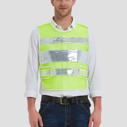Herren Warnschutz Sicherheitsweste Hi Vis Weste Netz Reflektierend Gilet Glänzend Top - Bild 3 von 11