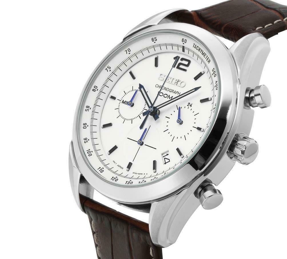 seiko chronograph 100m white dial