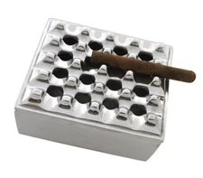 Polished Metal Square Grid Cigar Herf Ashtray - Unique Style & Design NEW
