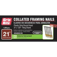 Framing Nails 3 in Ring Shank Galvanized Exterior 21° Plastic Collated 1000-Pack