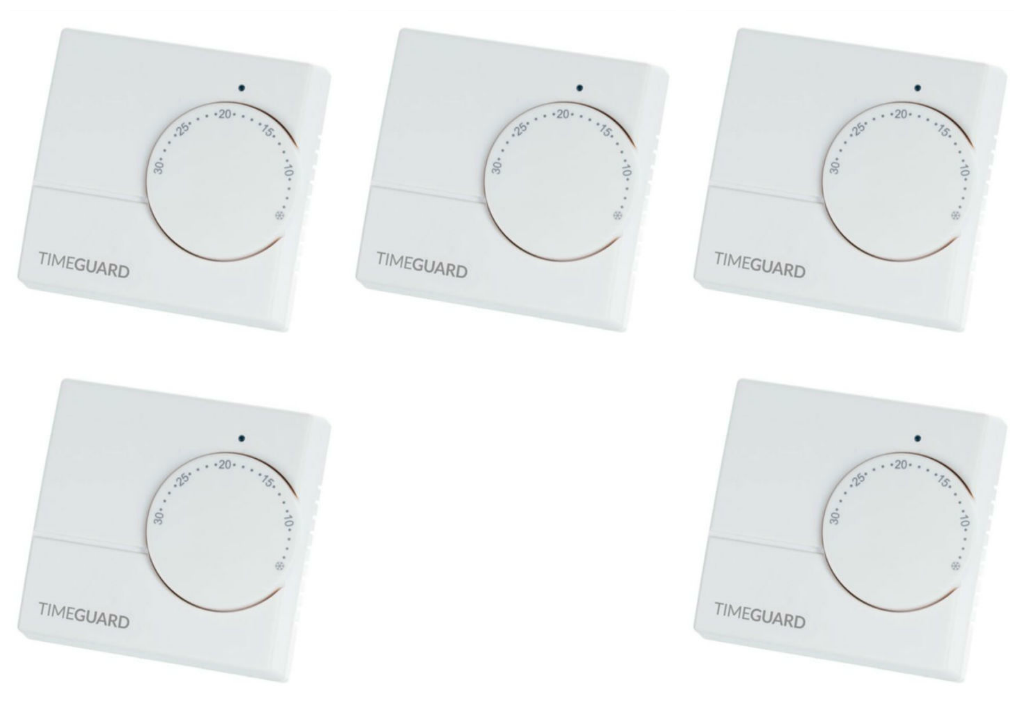 5 x Timeguard TRT030N Electronic Central Heating Room Thermostats 5°C - 30°C