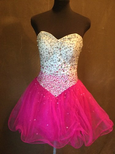 Hot Pink Beaded Formal Prom Dress 